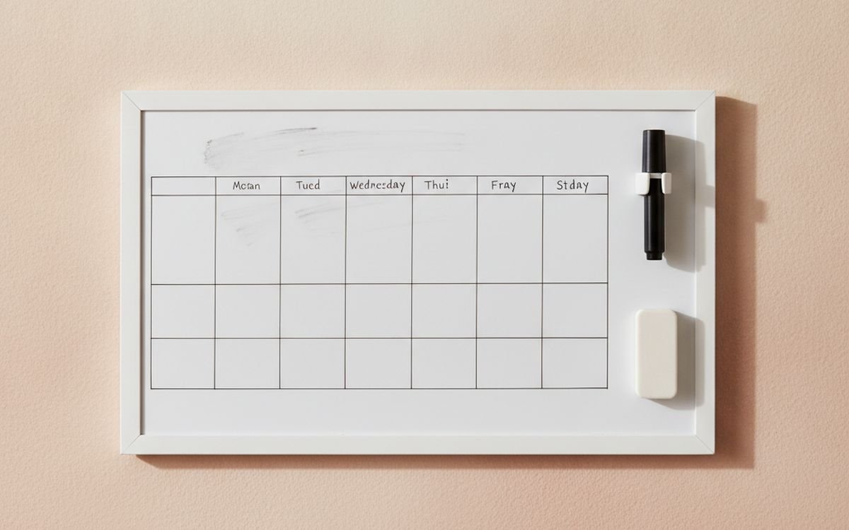 A wall planner or whiteboard