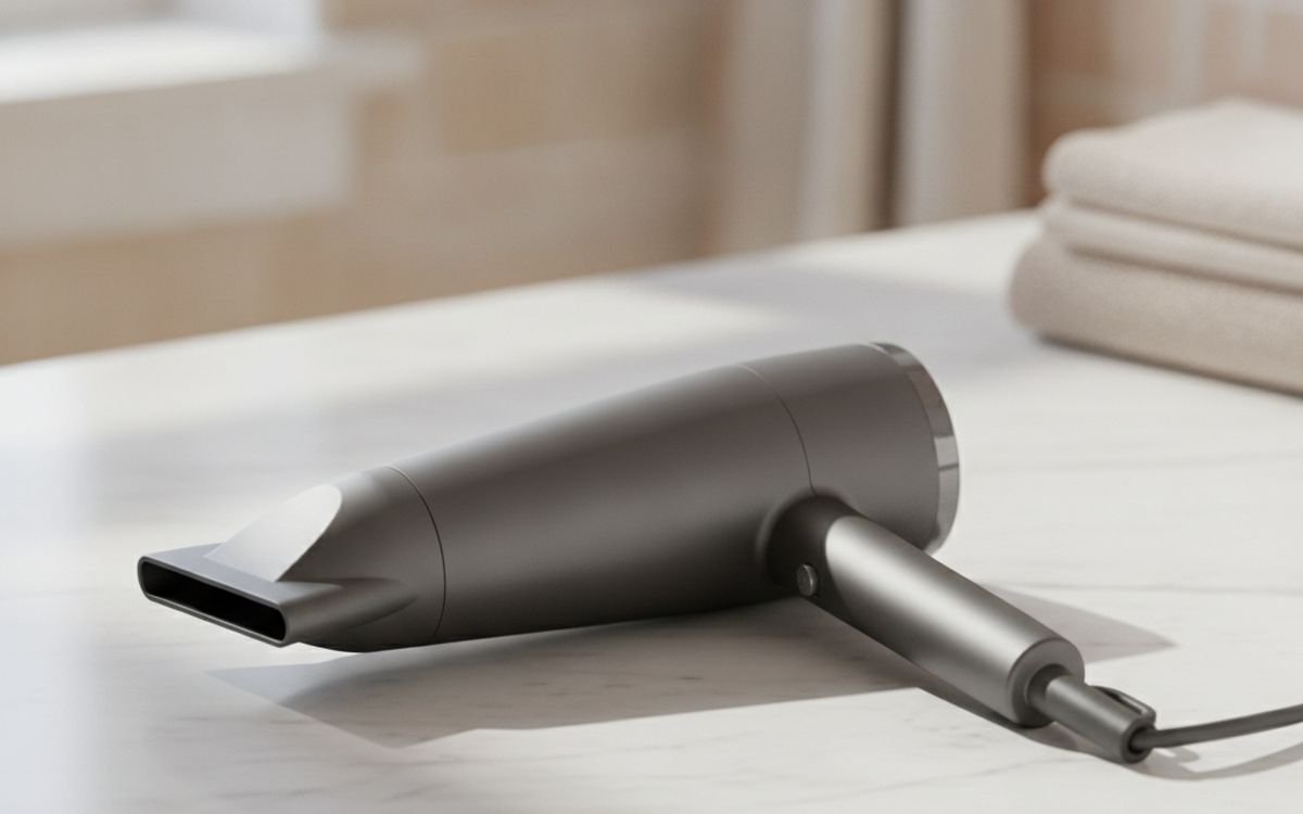 An ionic hair dryer with a concentrator nozzle