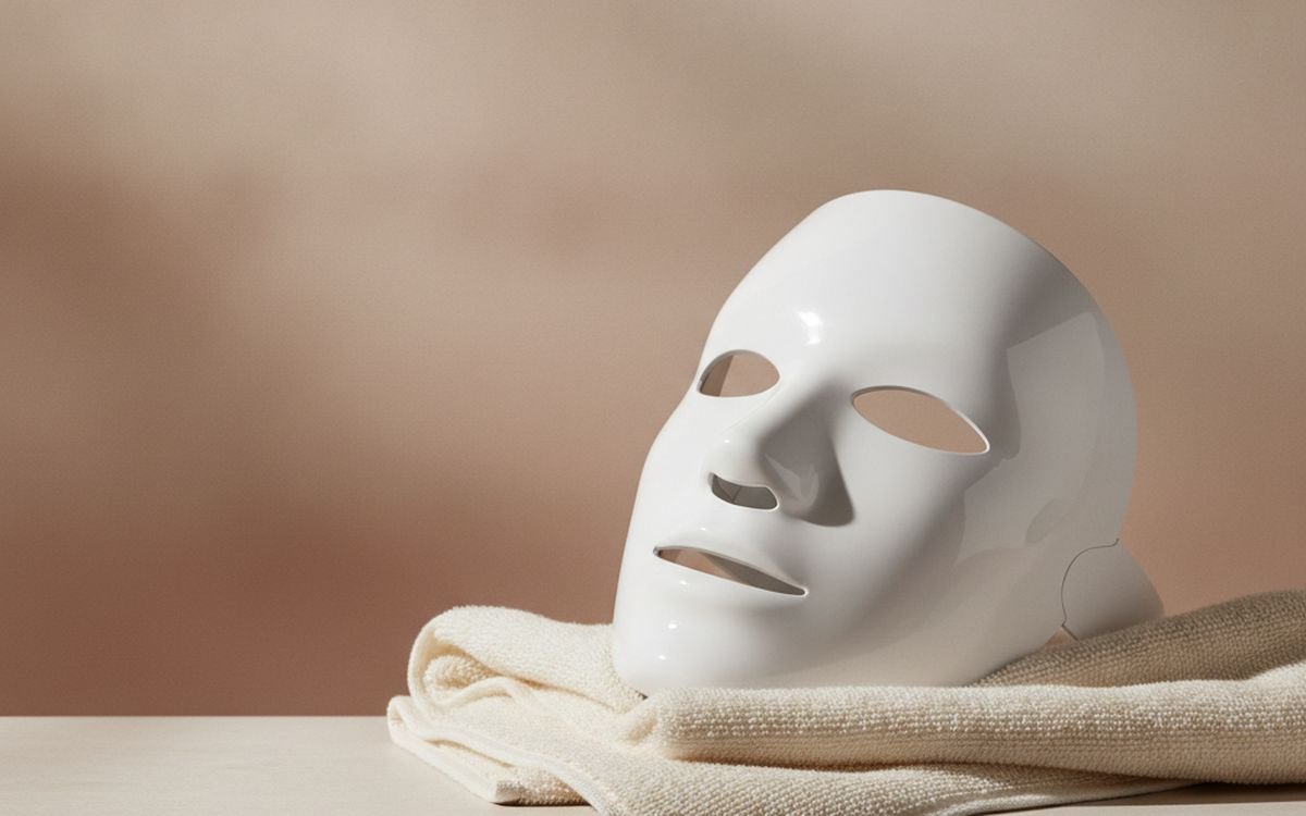 An LED light therapy mask