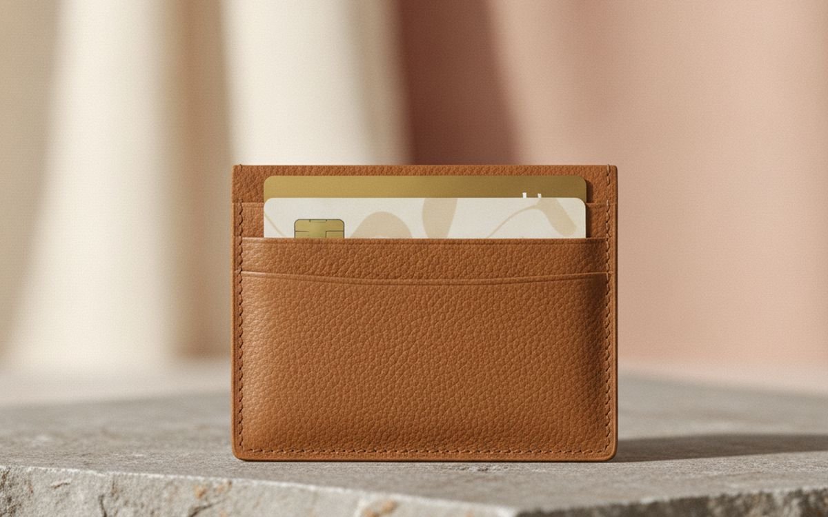 A slim leather cardholder