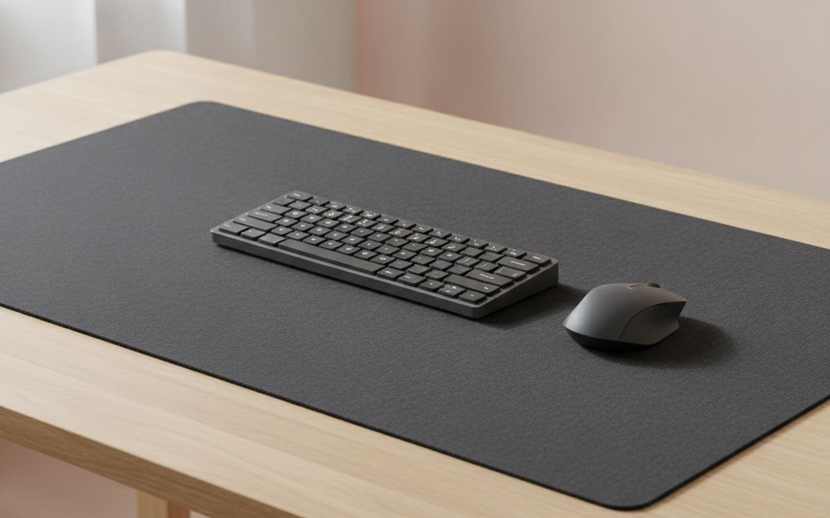 A large cloth desk mat