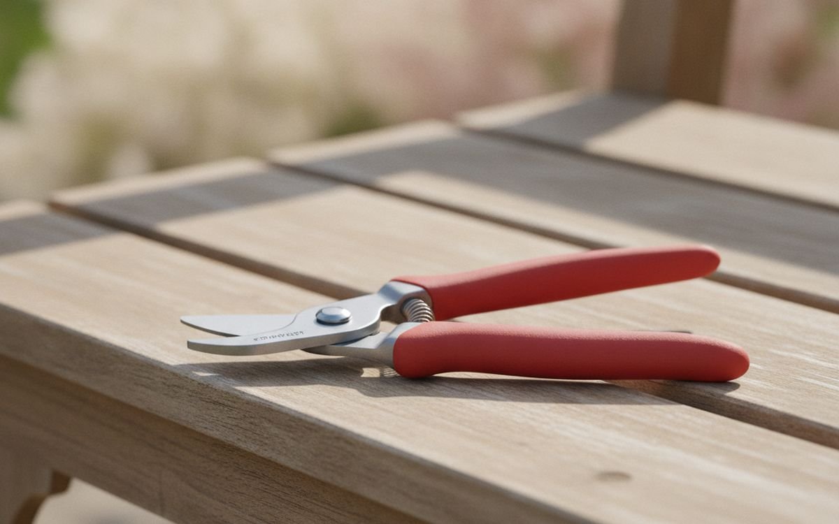 A pair of bypass secateurs