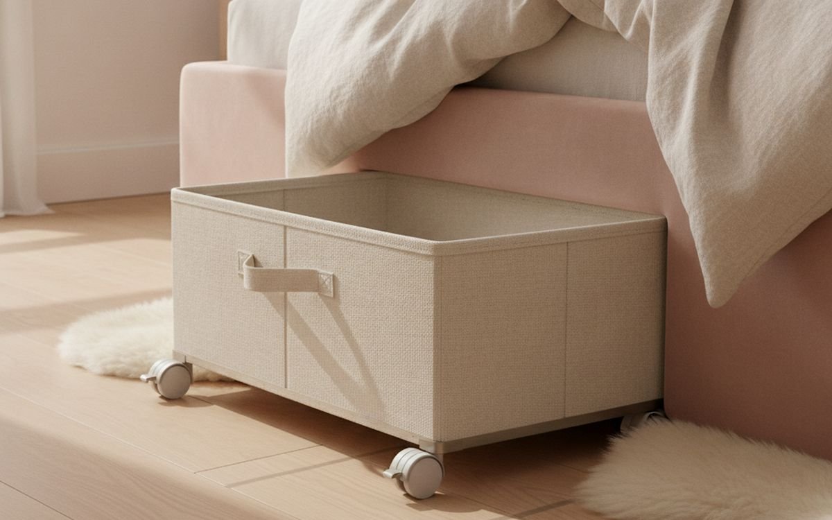 Under-bed storage on wheels