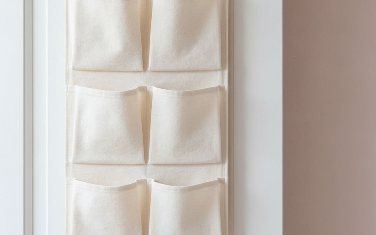 Over-door hooks and a hanging organiser