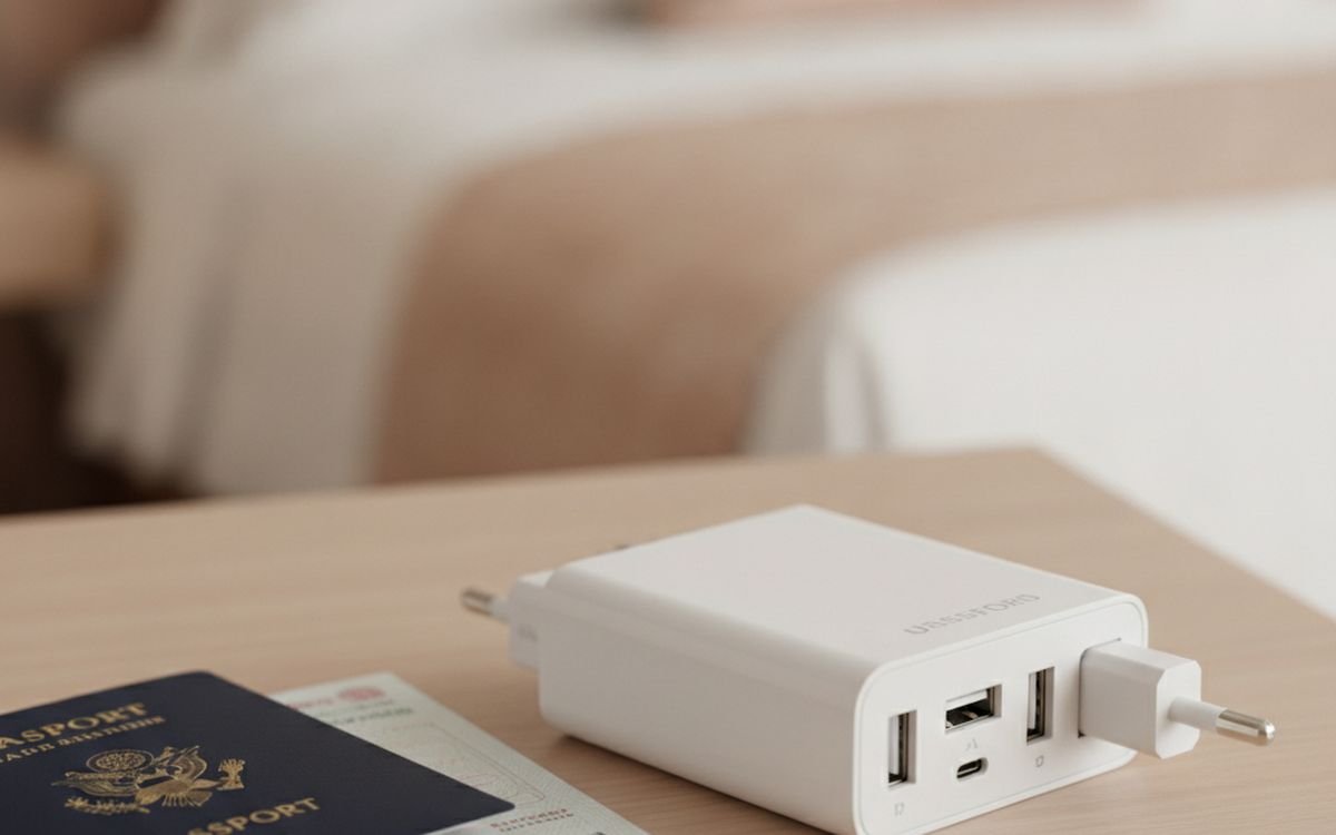 A universal travel adapter with USB-C PD