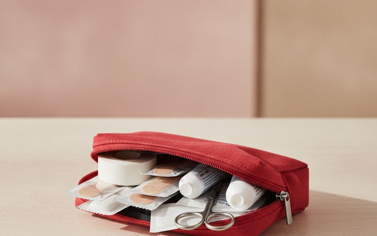 A compact first aid and medication kit